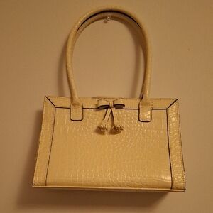Liz Claiborne Tan Satchel with Bow Accent